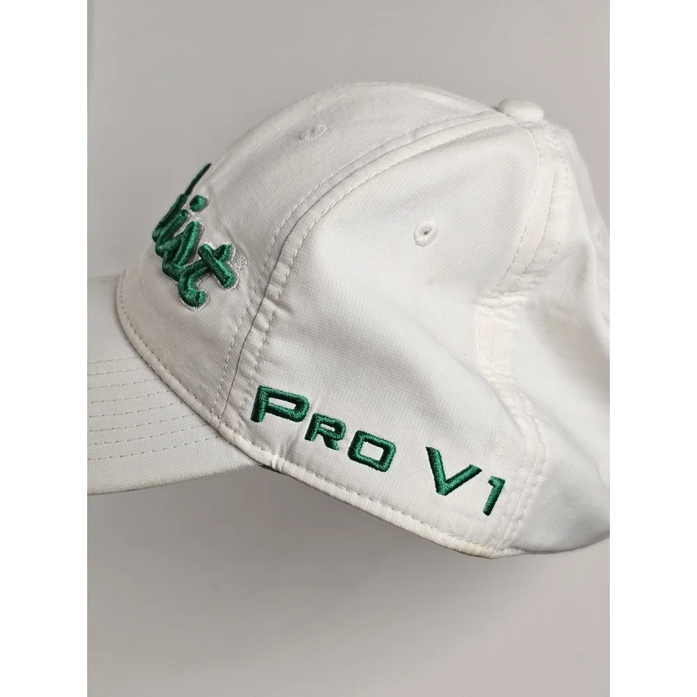 Titleist Hat Strapback White Green Pro V1 FJ FootJoy Golf Performance Casual Men